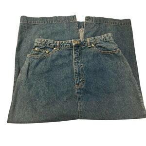 Vintage Polo Ralph Lauren Denim Jean Skirt Sz 12 Made in USA Authentic Dungarees